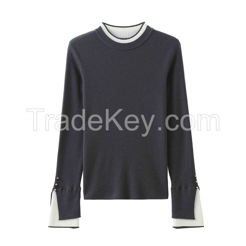 2026 Lady's Woollen Sweater Faux two-piece top