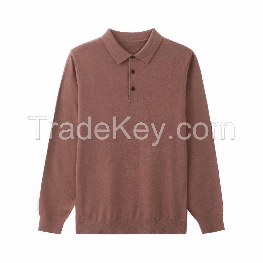 2026 Men's Wool-blend Shirt Solid Color Long-sleeve Shirt