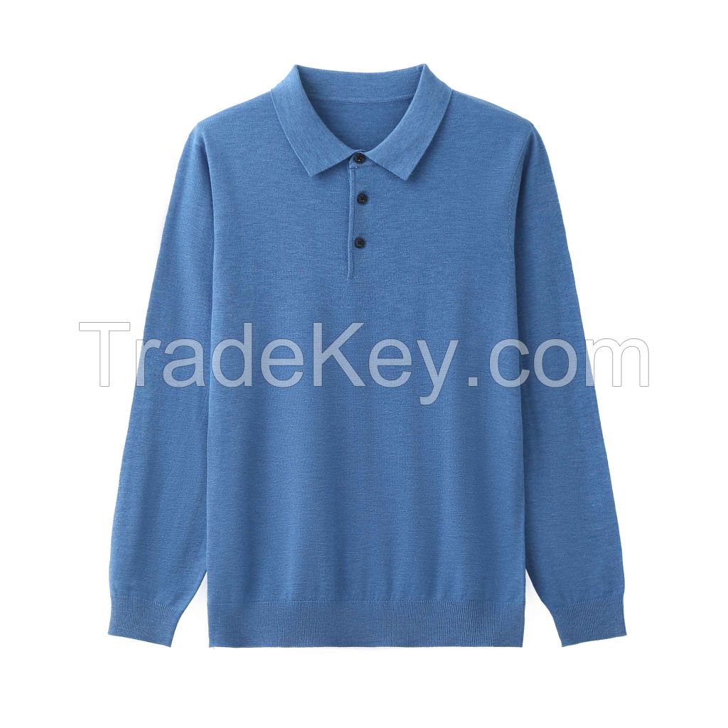 2026 Men's Wool-blend Shirt Solid Color Long-sleeve Shirt