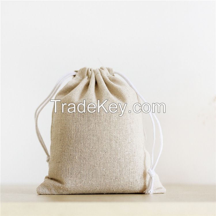 Canvas Cotton Linen Storage Bag Natural Color Gift Bag Drawstring Bag Cotton Fabric Pouches