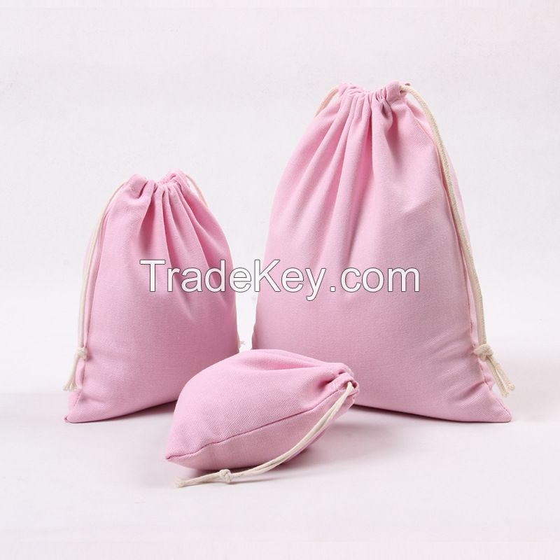 Canvas Storage Bag Natural Color Gift Bag Drawstring Bag Cotton Fabric Pouches