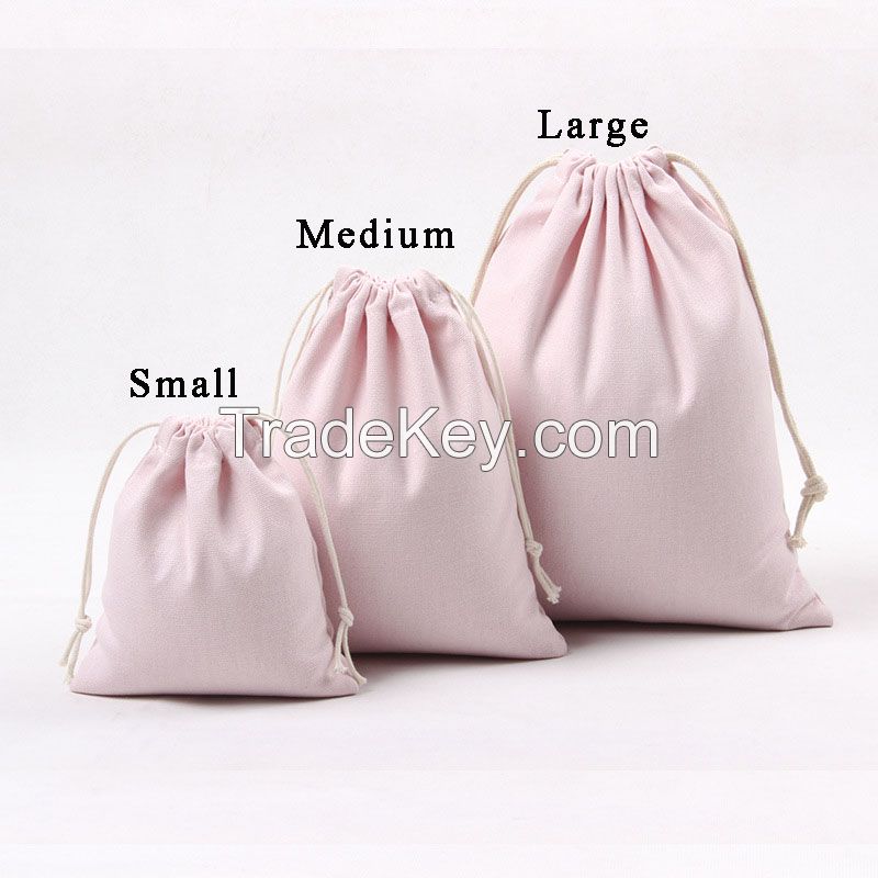 Canvas Storage Bag Natural Color Gift Bag Drawstring Bag Cotton Fabric Pouches