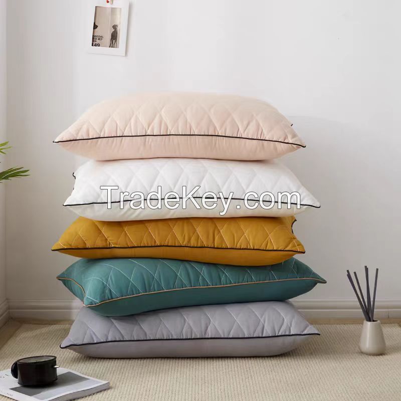 100% polyester microfiber quilted pillow with 3D filling and piping around