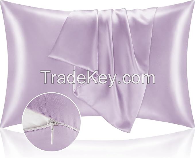 Wholesale Satin Pillowcase with Zipper Coral Pillow Cases Super Soft and Cooling Silk Pillow Cover Oeko imitated Silk Pillow Cases