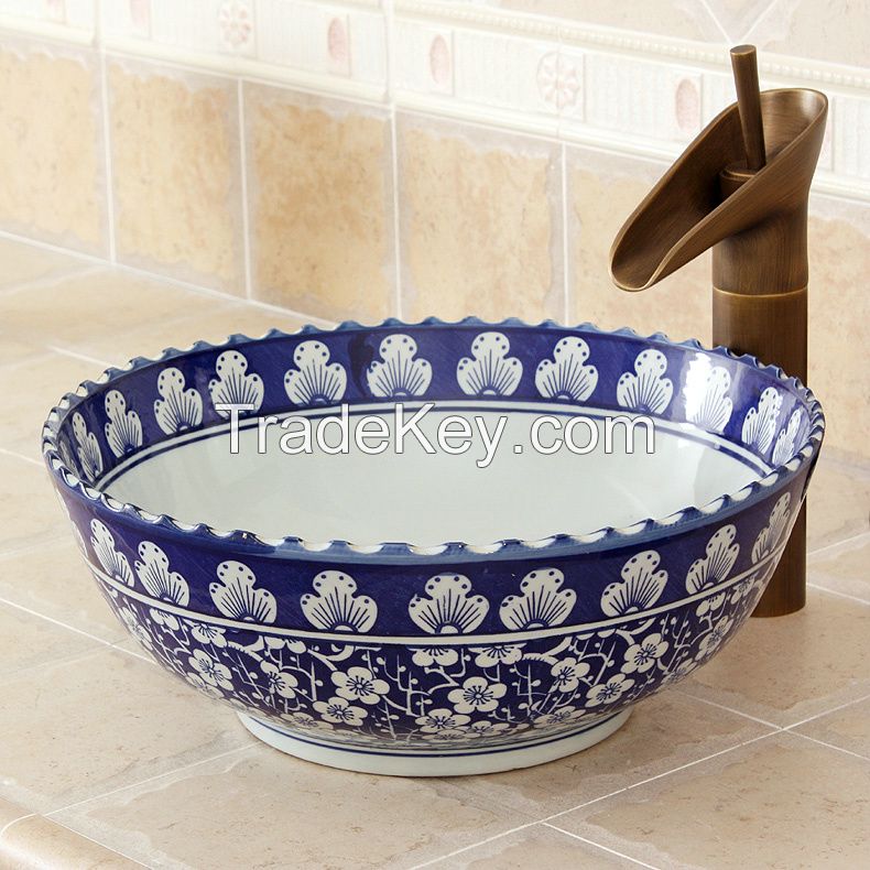 Jingdezhen Blue white ceramic art basin