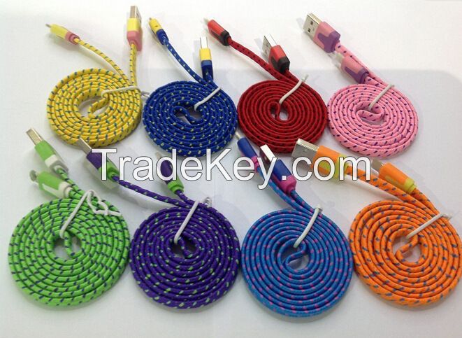 Colorful Braided cable for Android smart phone and iphone