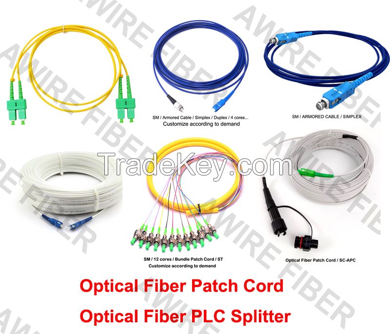 Awire Fiber Optic cable patch cord fiber pigtail PLC splitter SM SC to SC connector for FTTH