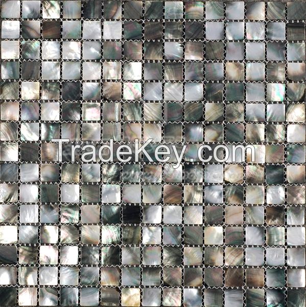 Blacklip mother of pearl (mop) shell mosaic on mesh mounted with joints