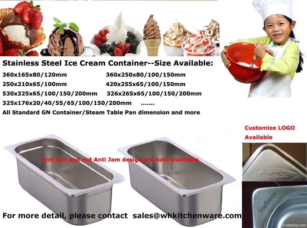 Stainless Steel Ice Cream Container