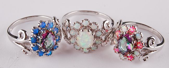 925 sterling silver opal ring R49