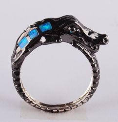 925 sterling silver opal jewelry crocodile ring R101