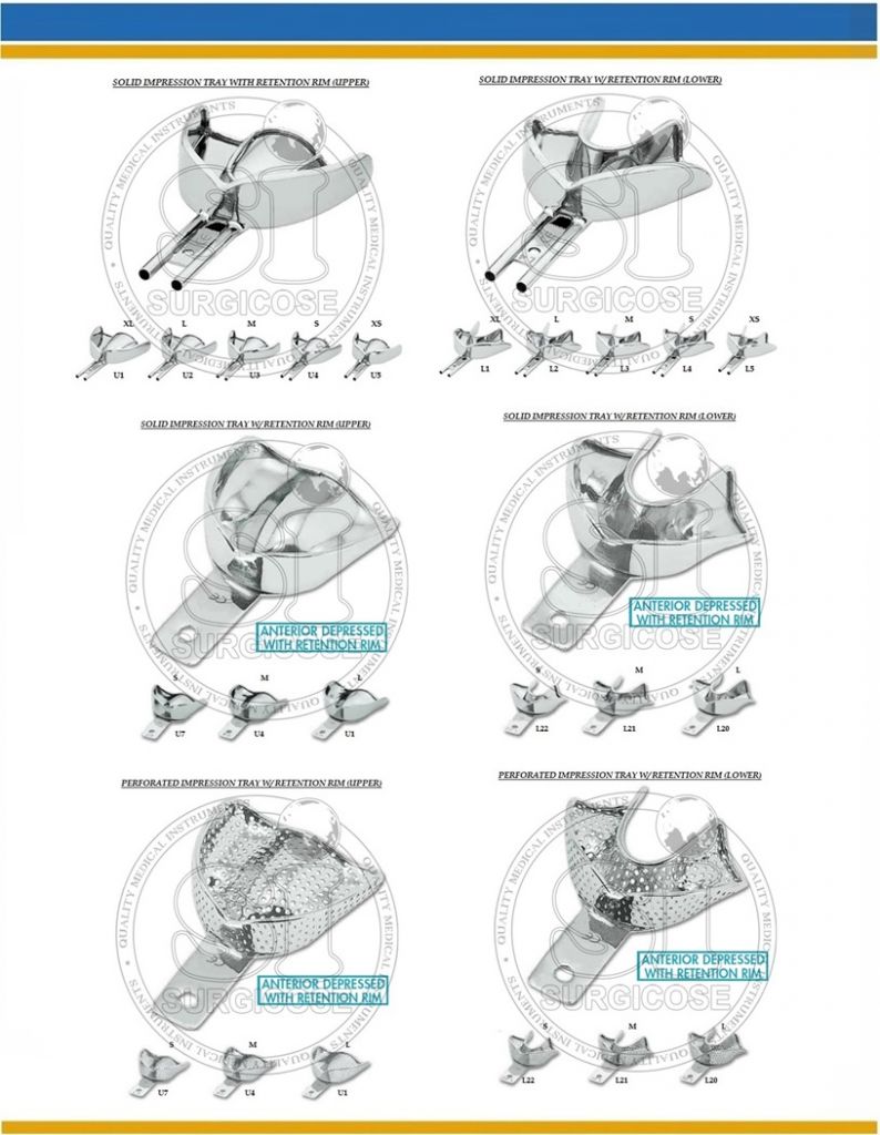 Impression Trays Perforated, Solid, Partial, Full Denture