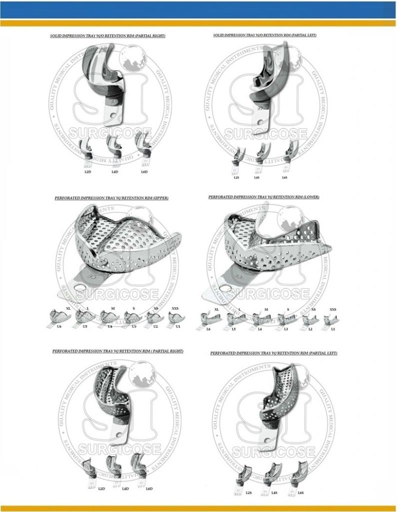 Impression Trays Perforated, Solid, Partial, Full Denture