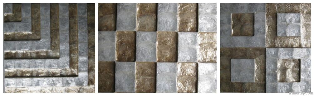 Gold and silver capiz shell wall tile