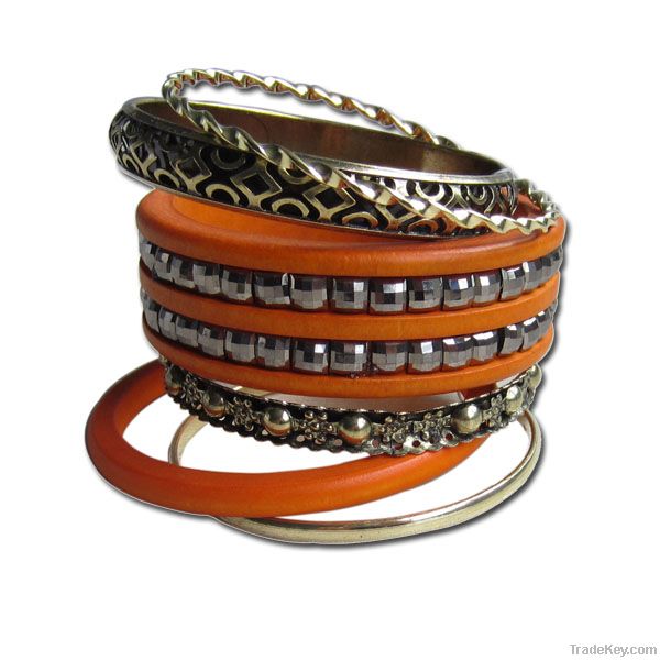 2012 new design wood and metal 6 bangle sets