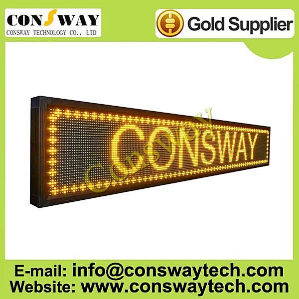 CE approved led scrolling sign with yellow color and size 232cm(W)*40cm(H)*7cm(D)