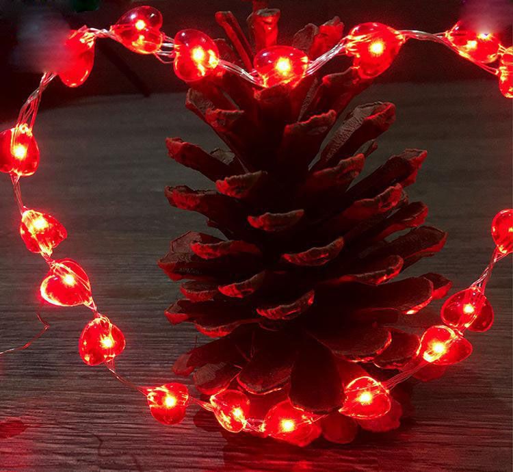 3 M/30 LED Red Love-heart Shape String Lights, Copper Wire Light string, Holiday lighting, Fairy Garland For Christmas Tree , Wedding Party Decoration ribbon LED copper string