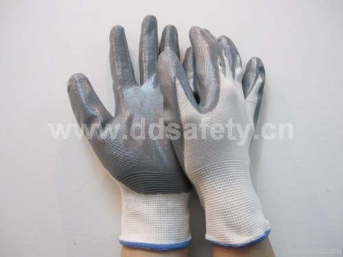 White nylon with grey nitrile glove