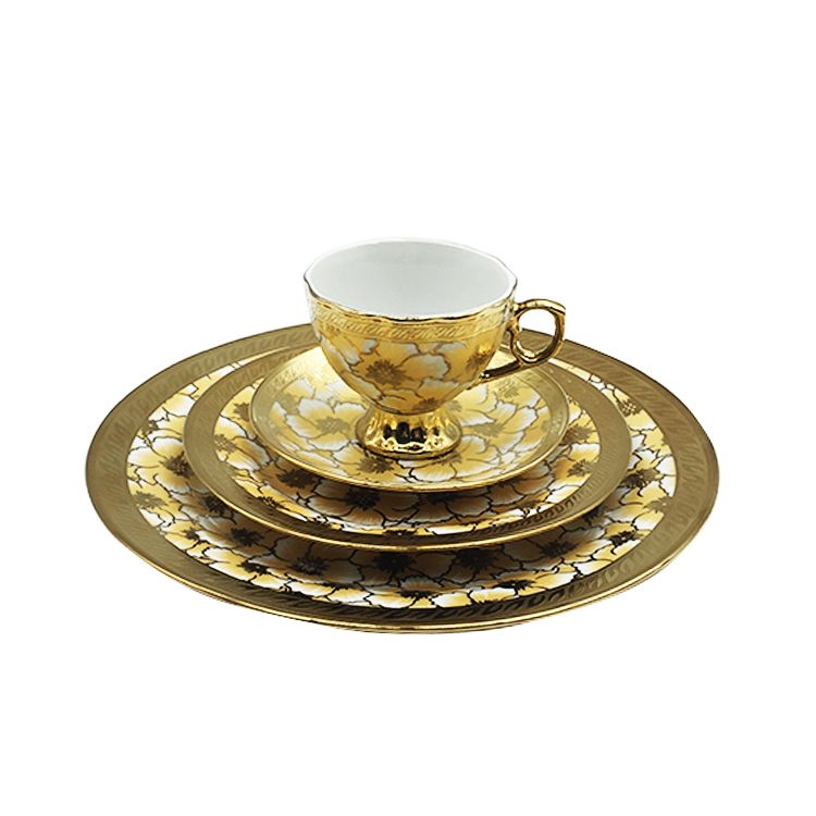 Eletrocplating golden 76pcs porcelain bone china dinner set royal pakistan ceramic sets