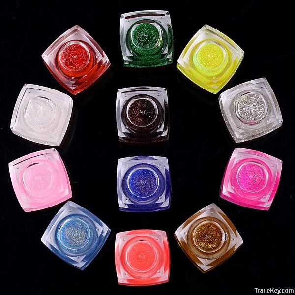 12 Color UV Gel Glitter Gel for Nail Art, Free Shipping