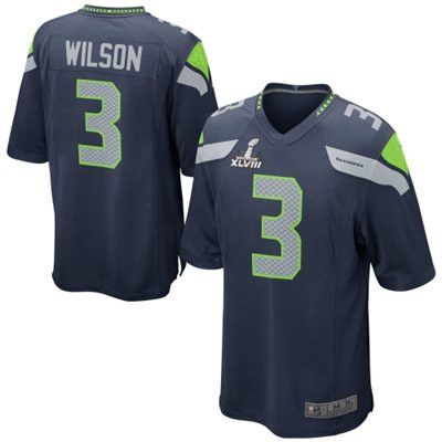 2014 Super Bowl XLVIII Russell Wilson Super Bowl XLVIII Game Jersey College Navy Jerseys