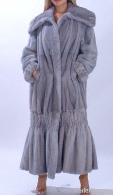 Blue Full Pelt Mink Fur Coat, Women Full Long Coat