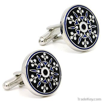 Antique Pattern Black Paint Cuff links