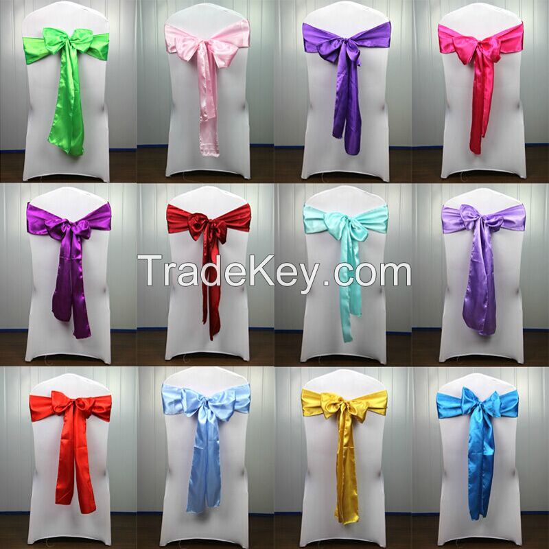 12 color wedding chair cover sashes bow satin