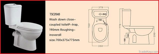 TSC2040 Two Piece Ceramic Toilet