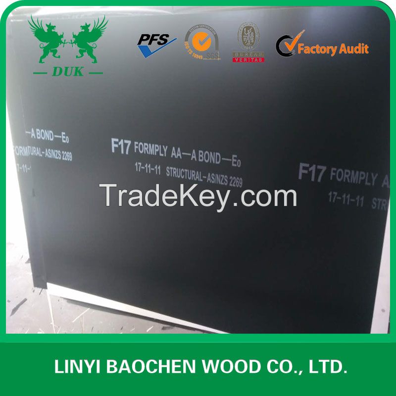 AS/6669 standard Eucalyptus core F17 formwork plywood