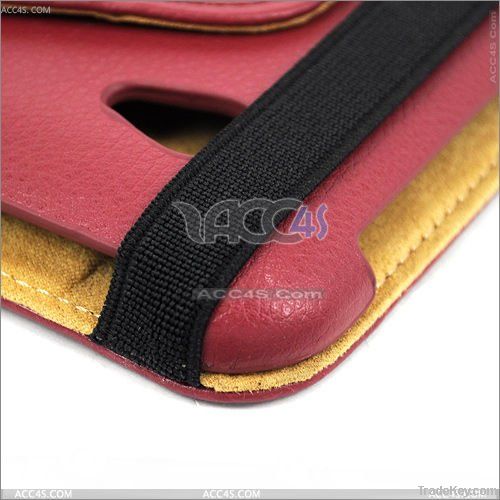 360 degree Litchi pattern Leather case for new ipad