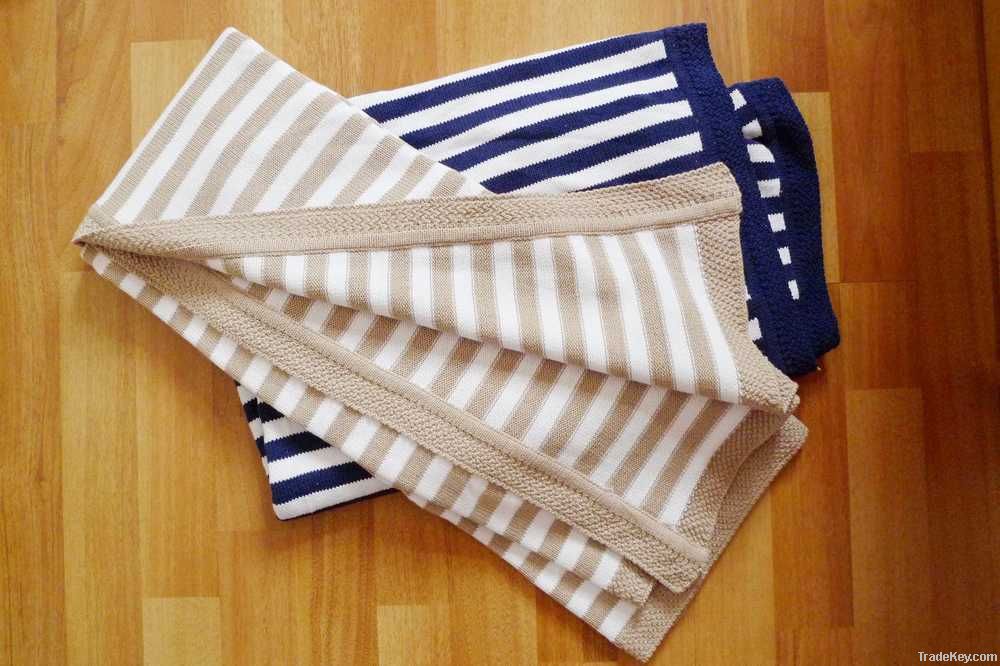 100%cotton elegance stripe knitted blanket