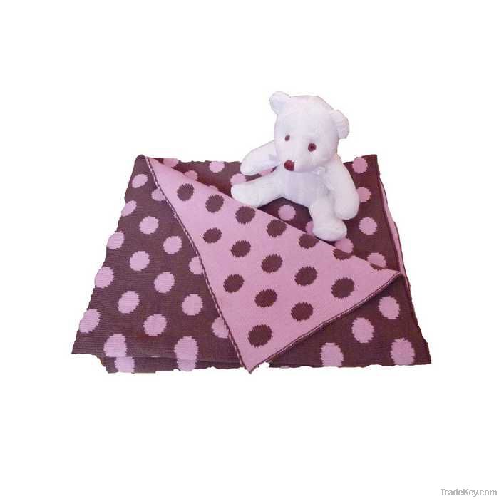 100%cotton knit dot blanket