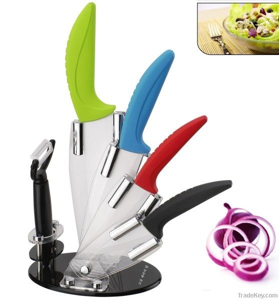 5 pcs ceramic knife set with acrylic stand