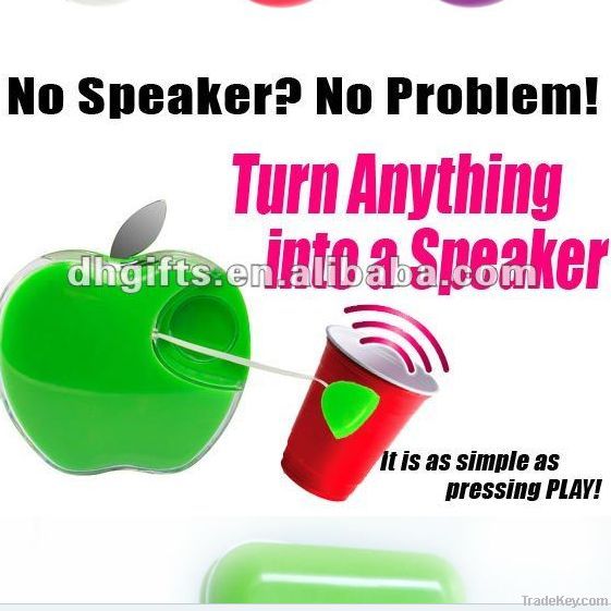 Apple shape mini portable retractable vibration sticker speaker