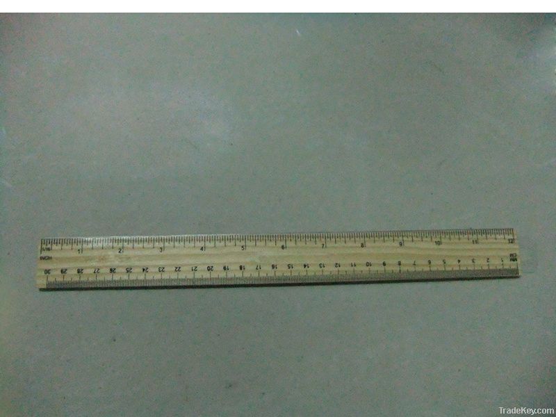 12'/30cm Staight wood ruler, single metal