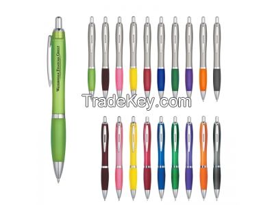 Bullet Promotional Gift Pen Plunger Action Rubberized Grip Satin Pen