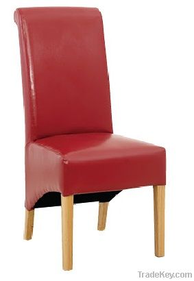 Leather Dining Chair with Solid Wood Leg with KD Flat Packing