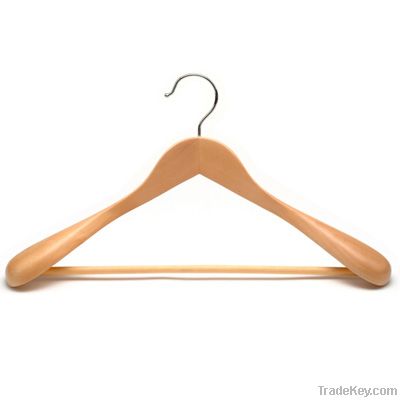 (LM-9700) Natural Wooden Coat Hanger with Bar