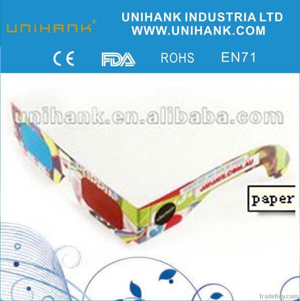 promotional hot selling paper 3D video glasses for home theater, movie,