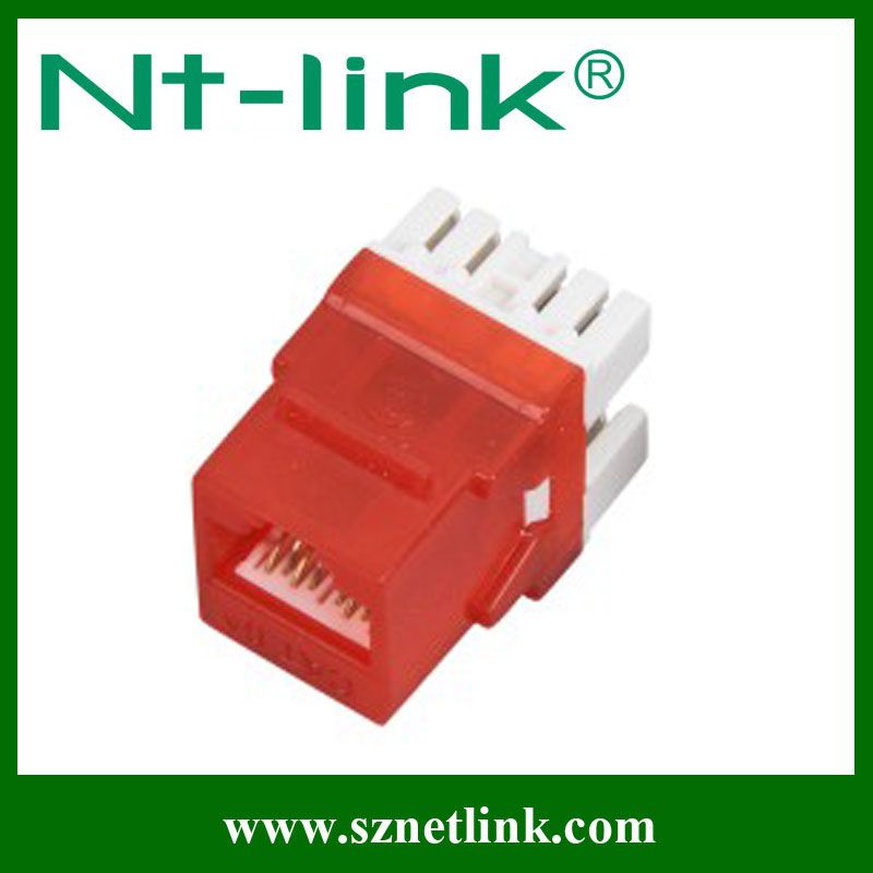 Red UTP RJ45 Cat6a Keystone Jack