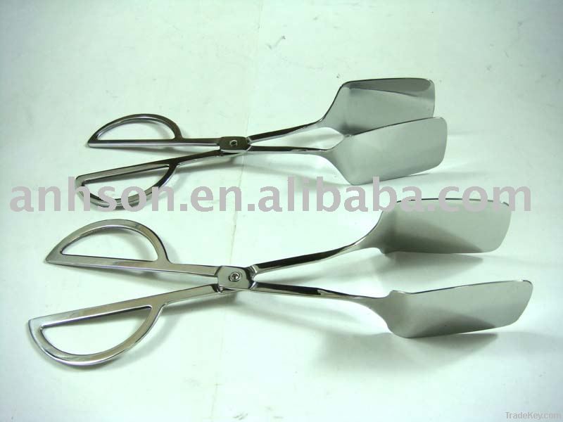 Multi-function stainless steel kitchen tongs