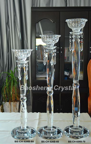 Doule Pillar Tall Glass Candle Holder &amp;amp; Crystal Candlestick for wedding