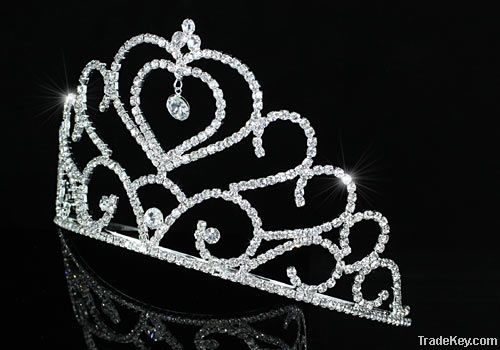 Bridal Wedding Heart Sparkling Crystal Tall Tiara CT1274