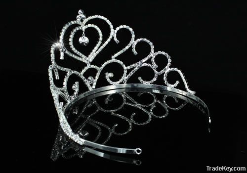 Bridal Wedding Heart Sparkling Crystal Tall Tiara CT1274