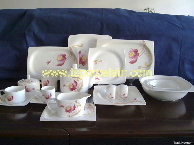 73pcs square fine bone china dinnerware