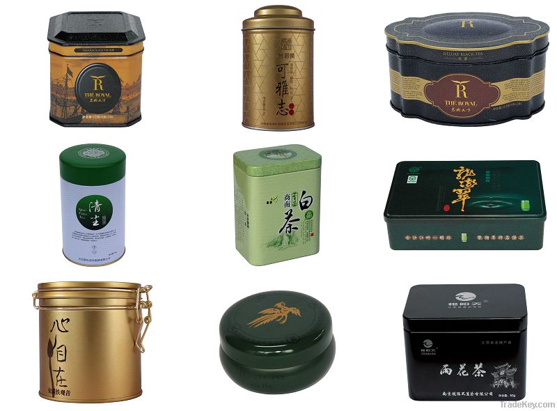 Metal tea or coffee tin cans