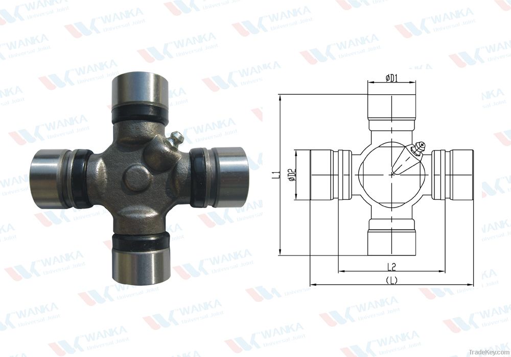 Universal joint with 2 plain and 2 grooved round bearings(FIG-AB)