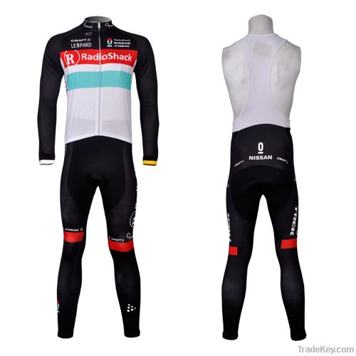 Team long sleeve cycling jersey and bib tights, cycling clothing