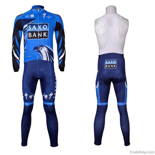 Team long sleeve cycling jersey and bib tights, cycling clothing